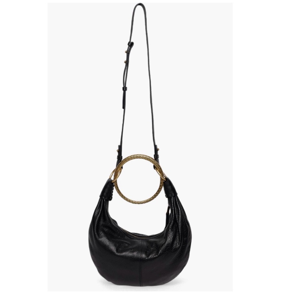 Black Leather Hobo Bracelet Bag - Picture 3 of 4